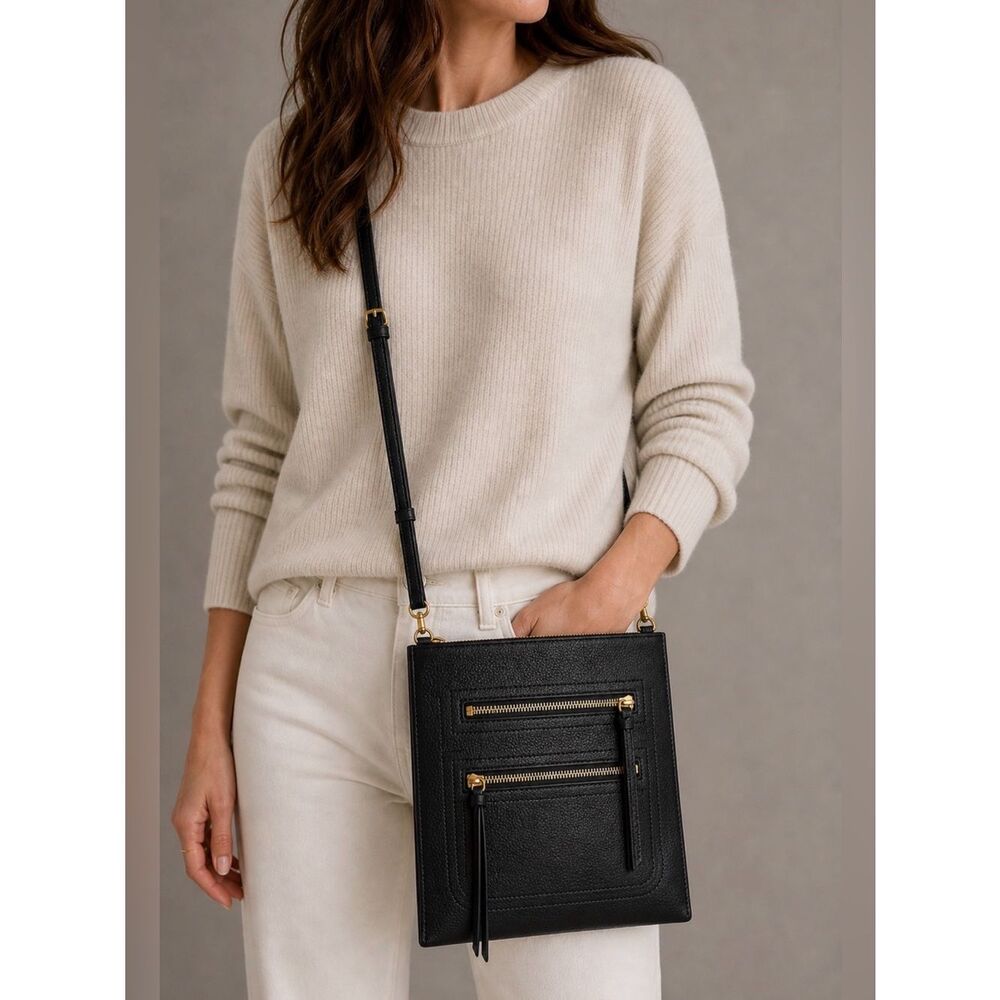 Botkier Chelsea Pebbled Leather Crossbody Bag With Gold Hardware.